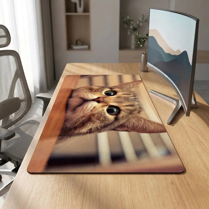 XXL Mouse Pad - Curious Feline Gaze - Premium Finish