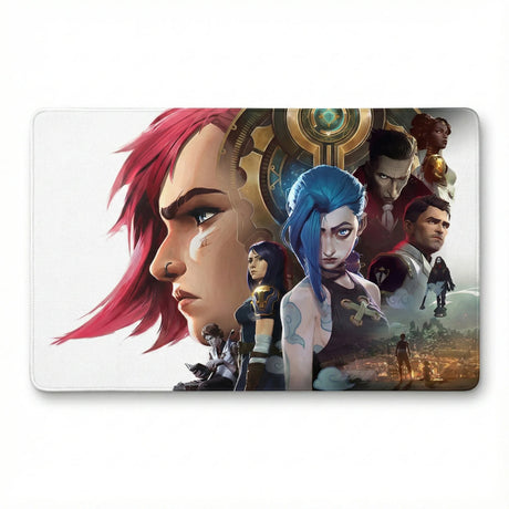 Tapis de Souris XXL Arcane - Édition Limitée League of Legends Jinx & Vi avec illustrations de personnages emblématiques.