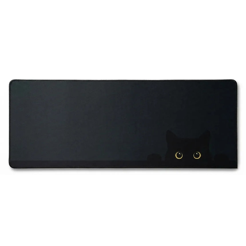 XXL Minimalist Black Cat Mouse Pad - Shadowy Gaze