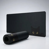 XXL Minimalist Black Cat Mouse Pad - Shadowy Gaze