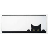 XXL Mouse Pad with Curious Cat Design - Premium Black & White Finish