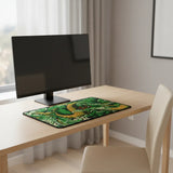 Tapis de Souris XXL Dragon Japonais - Édition Émeraude & Or Impérial sur un bureau moderne.