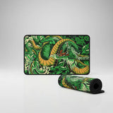 Tapis de Souris XXL Dragon Japonais - Édition Émeraude & Or Impérial avec dragon Ryu stylisé sur fond vert.