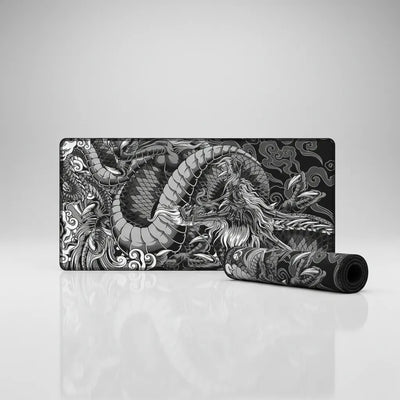 XXL Japanese Dragon Mouse Pad - Imperial Monochrome Edition
