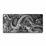 Tapis de Souris XXL Dragon Japonais - Édition Monochrome Impériale avec un design de dragon emblématique en noir et blanc.