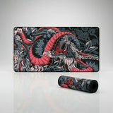Tapis de Souris XXL Dragon Japonais - Édition Ryu Ocre & Charcoal avec design dragon rouge et noir