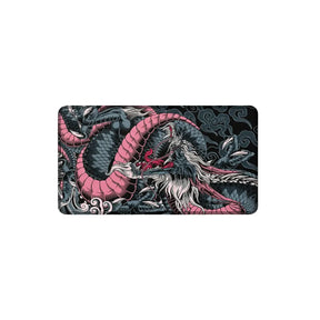 Tapis de Souris XXL Dragon Japonais - Rose & Anthracite avec illustration détaillée de dragon serpentin.