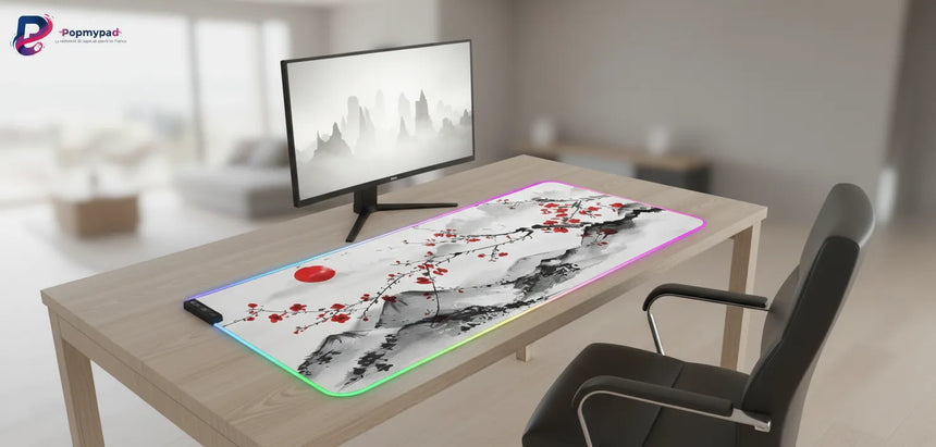 XXL Japanese Mouse Pad - Mount Fuji & Cherry Blossoms (RGB)