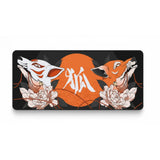 Tapis de Souris XXL Kitsune - Design Japonais Zen & Minimaliste avec renards et soleil levant.