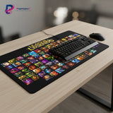 Tapis de Souris XXL League of Legends - Édition Grille des Champions Anthologie avec clavier sur une table