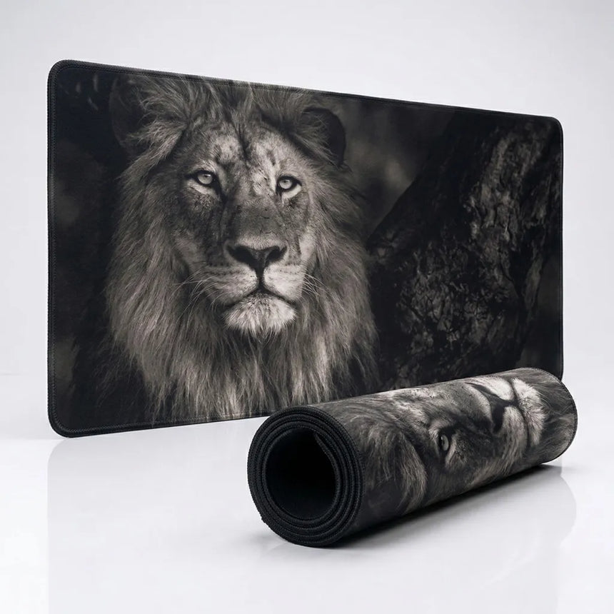 XXL Lion Majestic Mouse Pad - Premium Black and White Design
