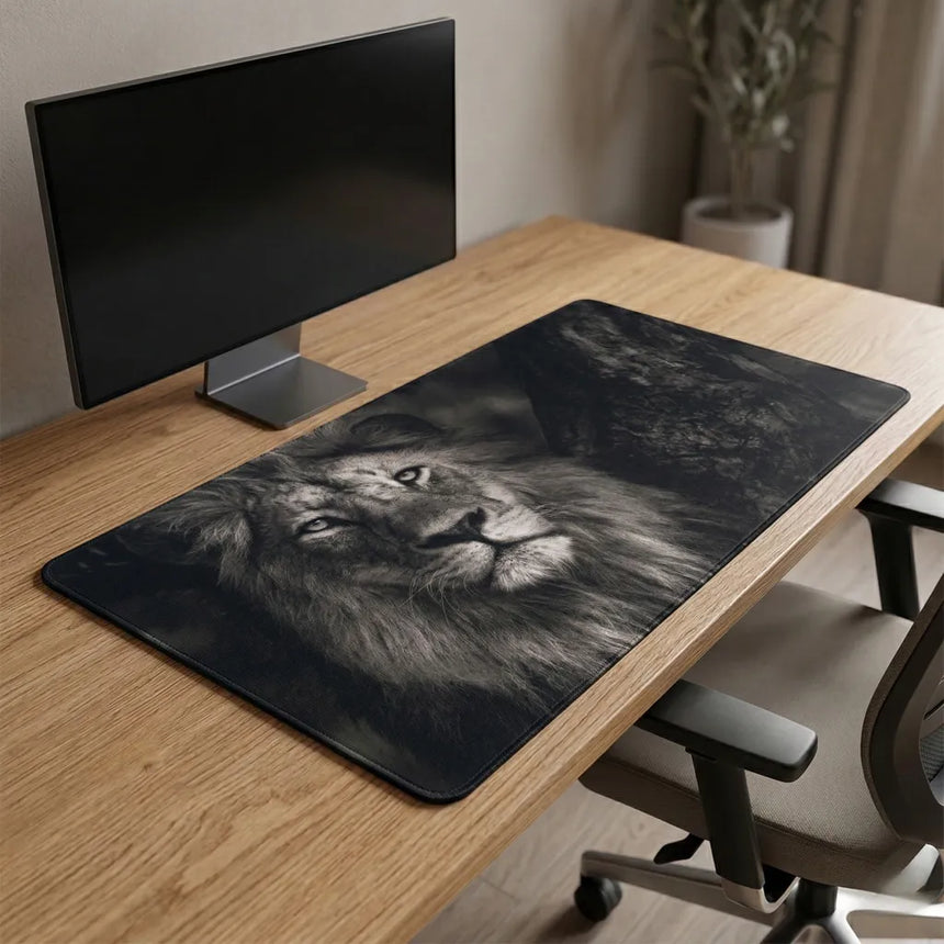 XXL Lion Majestic Mouse Pad - Premium Black and White Design