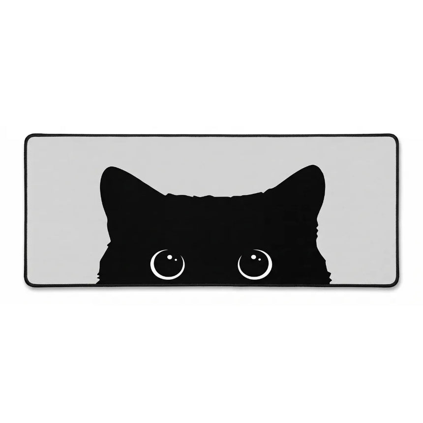 XXL Mouse Pad - Curious Black Cat Design
