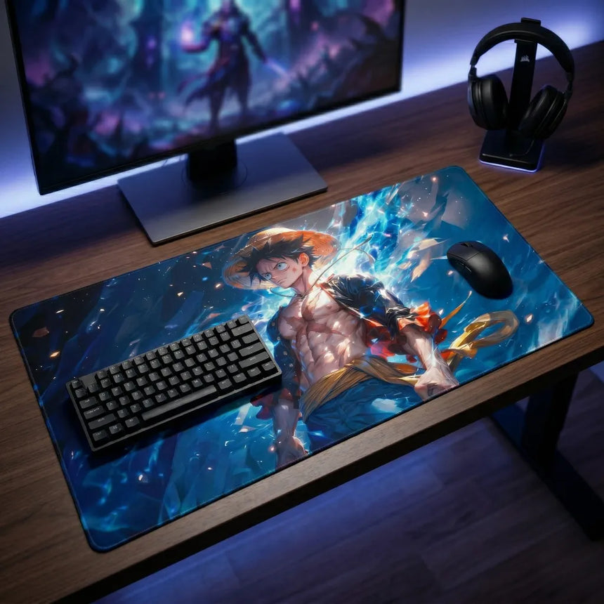 XXL One Piece Luffy Blue Aura Mouse Pad (900x400mm) - Esport Precision - PopMyPad