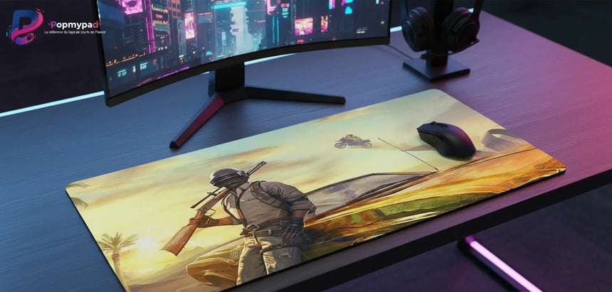 XXL Mouse Pad PUBG Battle Royale Miramar Desert Action (900x400mm) - Esport Precision - PopMyPad