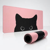 XXL Peeking Cat Mouse Pad - Premium Black & Pastel Pink Cat Design
