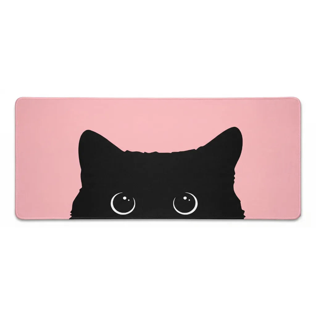 XXL Peeking Cat Mouse Pad - Premium Black & Pastel Pink Cat Design