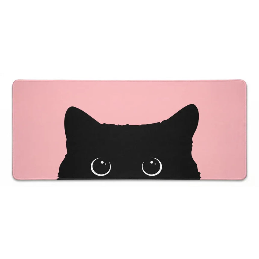 XXL Peeking Cat Mouse Pad - Premium Black & Pastel Pink Cat Design