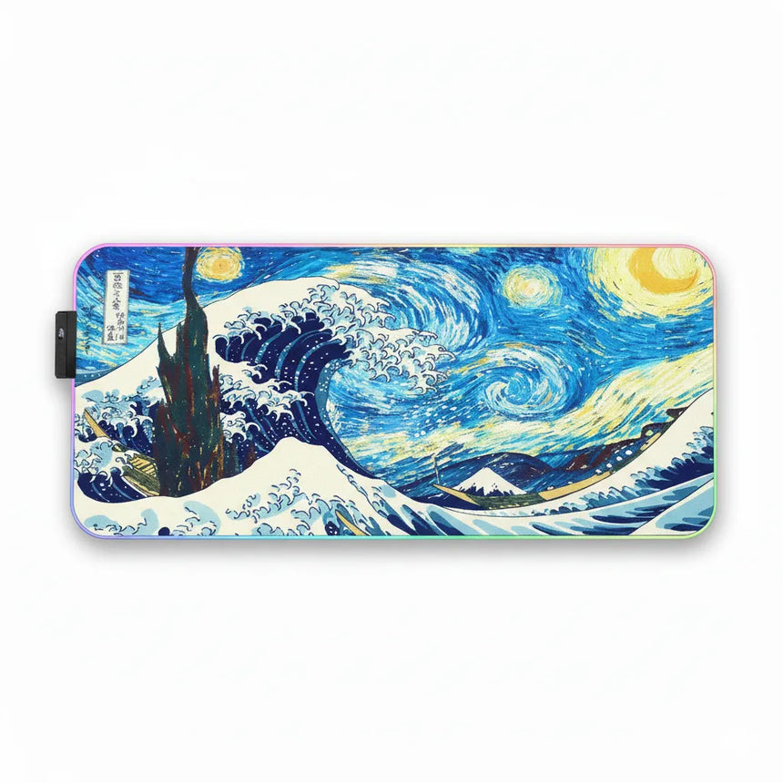 XXL RGB Mouse Pad - Artistic Fusion: The Great Starry Wave