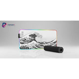 XXL RGB Mouse Pad - Hokusai's Great Wave (Monochrome Edition)