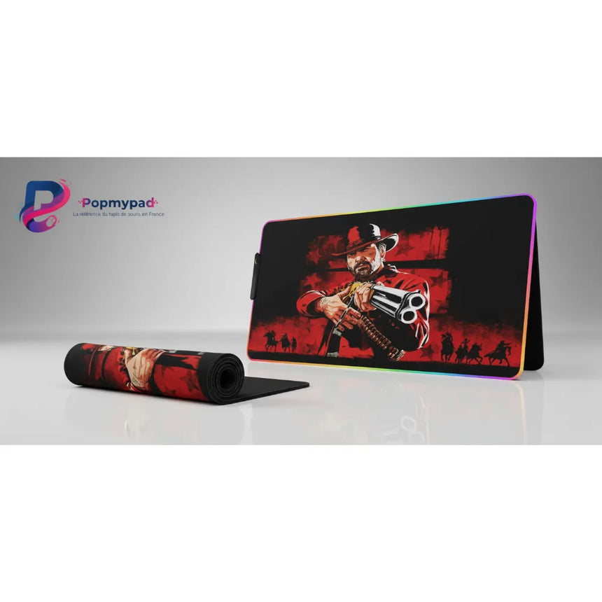XXL RGB Mouse Pad Red Dead Redemption 2 Arthur Morgan (900x400mm) - LED Setup - PopMyPad