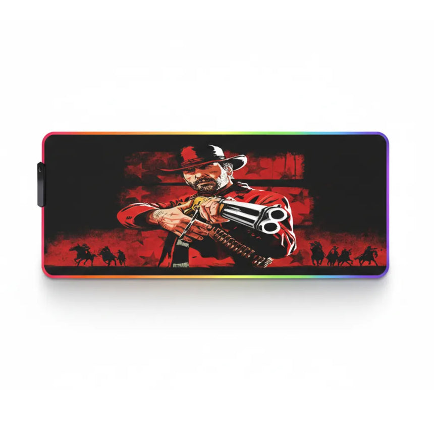 XXL RGB Mouse Pad Red Dead Redemption 2 Arthur Morgan (900x400mm) - LED Setup - PopMyPad