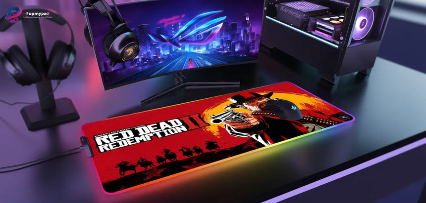 XXL RGB Mouse Mat Red Dead Redemption II Arthur Morgan (900x400mm) - Gaming LED - PopMyPad