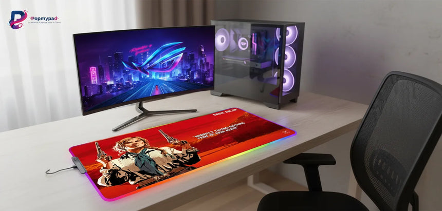 XXL RGB Mouse Pad Red Dead Redemption Sadie Adler (900x400mm) - LED Gaming - PopMyPad