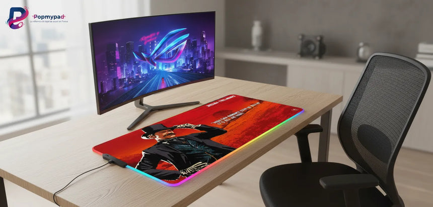 XXL RGB Mouse Pad Red Dead Style Josiah Trelawny (900x400mm) - Gaming LED - PopMyPad