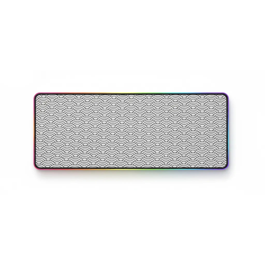 Seigaiha XXL Mouse Pad - Zen Japanese Design & RGB Illuminated Border