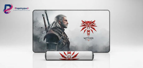 Tapis de Souris XXL The Witcher 3 - Édition "Légendes du Continent" avec Geralt et l'emblème de la saga.