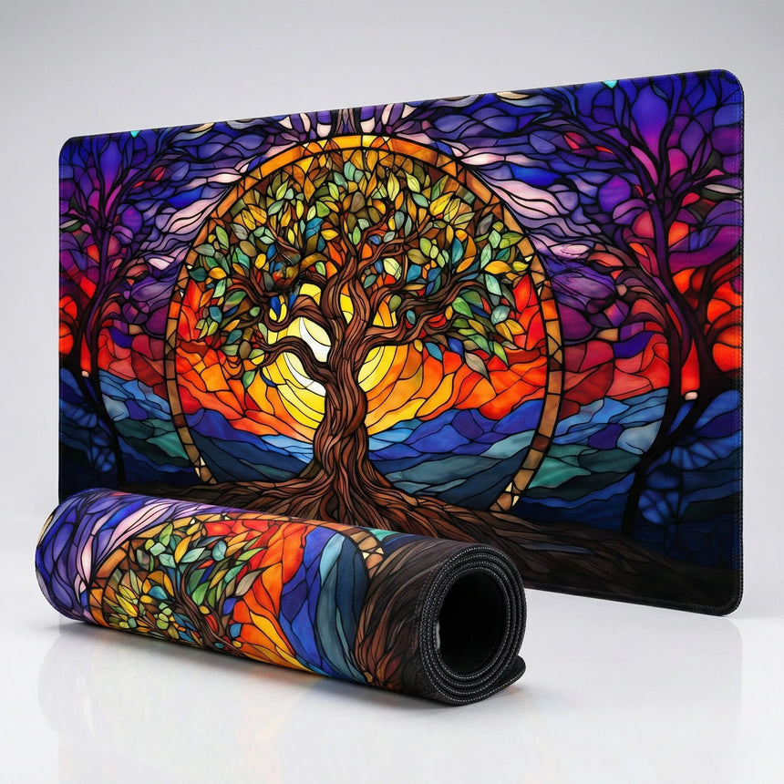 Tree of Life Mouse Pad - Artistic Stained Glass Design