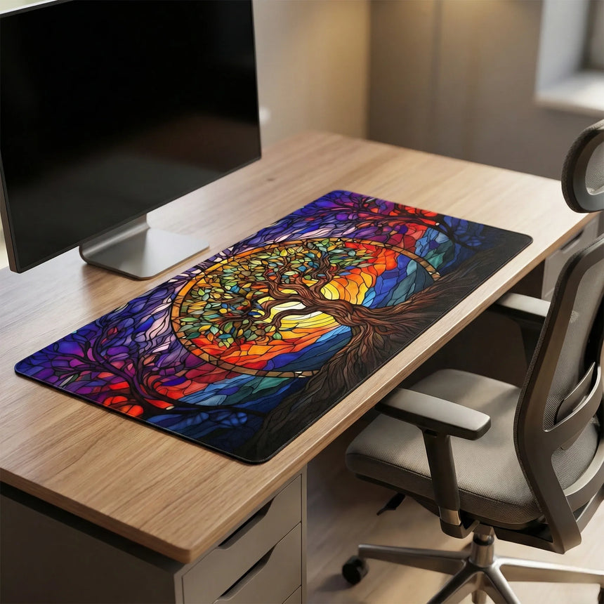 Tree of Life Mouse Pad - Artistic Stained Glass Design