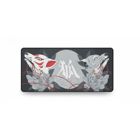 Tapis de souris Design Kitsune Japonais - Sérénité Zen & Minimaliste avec motifs de renards et fleurs.