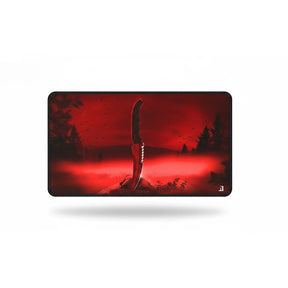 Tapis de souris Gamer - Crimson Blade Edition - Précision Esport avec un design de couteau dans une forêt rouge.