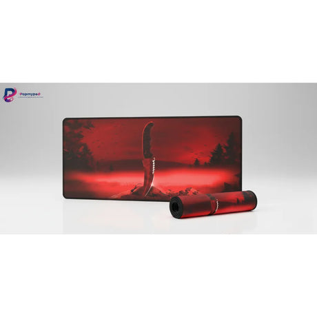 Tapis de souris Gamer - Crimson Blade Edition - Précision Esport avec design tactique rouge et couteau.