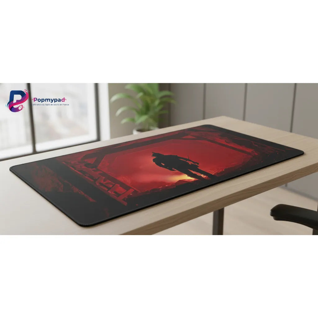 Tapis de souris Gaming Days Gone - Édition Apocalypse Rouge & Précision Ultime sur un bureau.