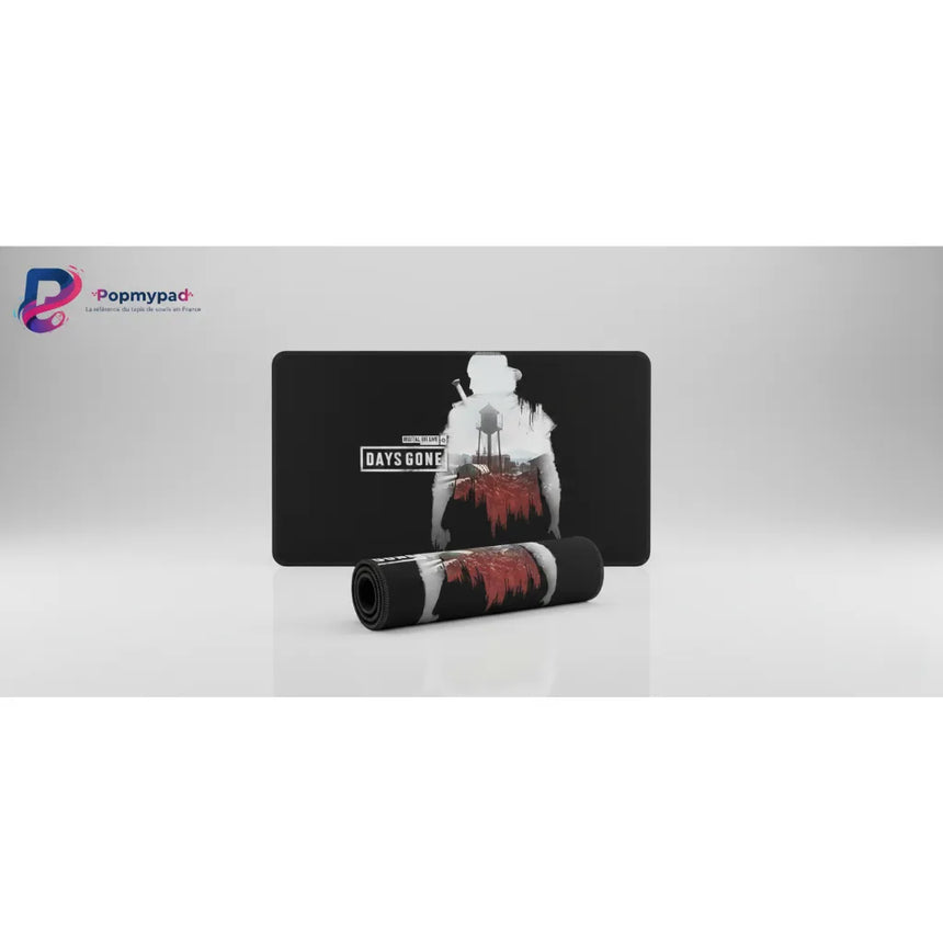 Tapis de souris Gaming Days Gone - Silhouette Nomad Edition XXL avec design Deacon St. John sur fond noir