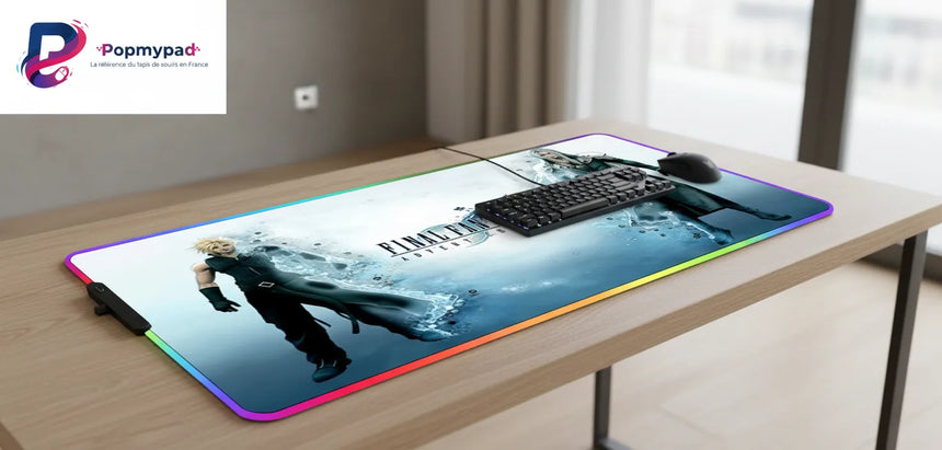 Tapis de souris Gaming Final Fantasy VII - Édition Advent Children avec illustrations de Cloud et Sephiroth.