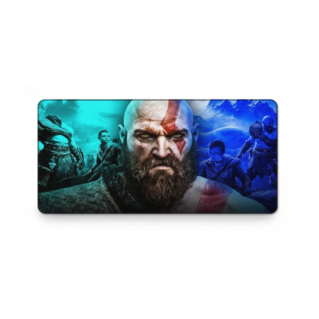 Tapis de souris Gaming God of War - Édition Kratos & Atreus - Glisse Ultime avec Kratos et Atreus sur fond bicolore.