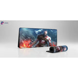 Tapis de souris Gaming God of War - Kratos Leviathan Edition - XXL avec image de Kratos au combat.
