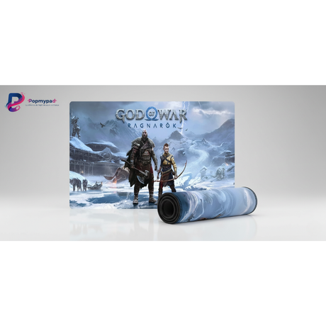 Tapis de souris Gaming God of War Ragnarök - Précision Esport & Glisse Ultime avec illustration de Kratos et Atreus.
