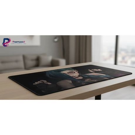 Tapis de souris Gaming Jinx - Édition Collector Arcane (League of Legends) sur un bureau moderne.