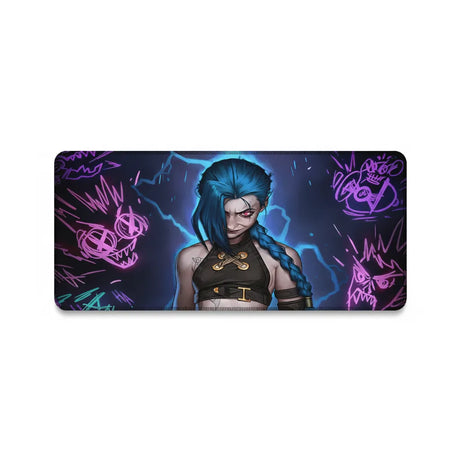 Tapis de souris Gaming Jinx - League of Legends | Édition Chaos Néon avec illustration dynamique de Jinx.