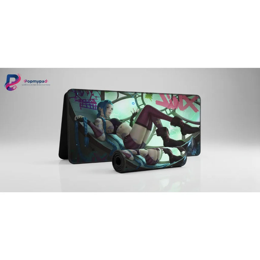 Tapis de souris Gaming Jinx League of Legends - Edition Arcane XXL avec design vibrant inspiré d'Arcane.