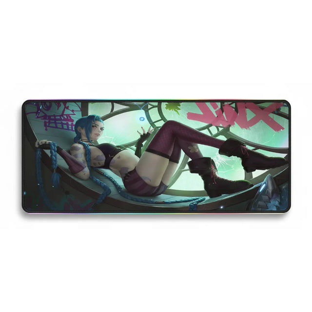 Tapis de souris Gaming Jinx League of Legends - Edition Arcane XXL avec design Jinx "Loose Cannon"