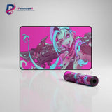 Tapis de souris Gaming League of Legends - Édition Néon Jinx (XXL) avec design rose néon et personnage dynamique.