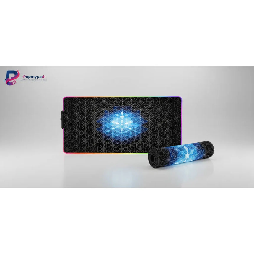 RGB Gaming Mouse Pad - Geometric Fractal Design "Blue Frost"