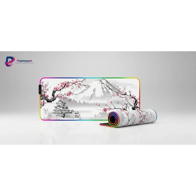 RGB Gaming Mouse Pad - Traditional Japanese Design Mount Fuji & Sakura