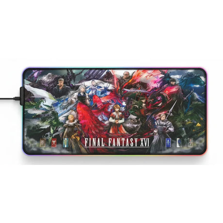 Tapis de souris Gaming RGB - Final Fantasy XVI Edition : L'Héritage des Cristaux avec illustration des Dominants et Eikons.